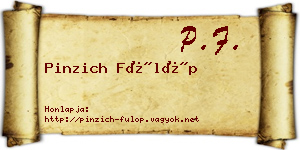 Pinzich Fülöp névjegykártya